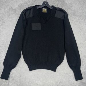 VTG Citadel Sweater Men's Sz XL Black Commando Patch Military V Neck Pullover